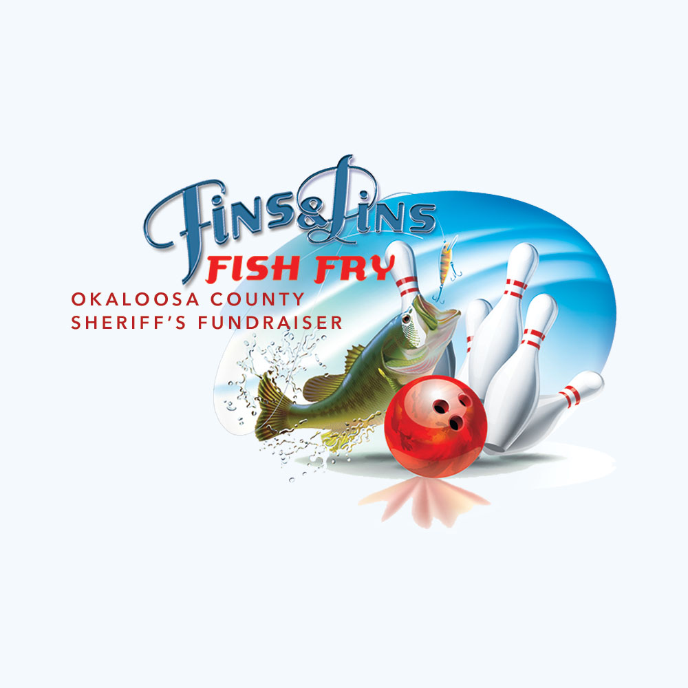 Fins and Pins fish fry logo - Okaloosa County Sheriff's fundraiser